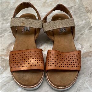 Skechers Brown Sandals with Beige Strap